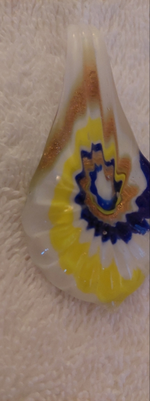 Handblown Glass Teardrop Accent - Yellow, Blue & Gold